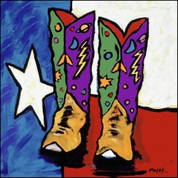 BOOTS ON A TEXAS FLAG